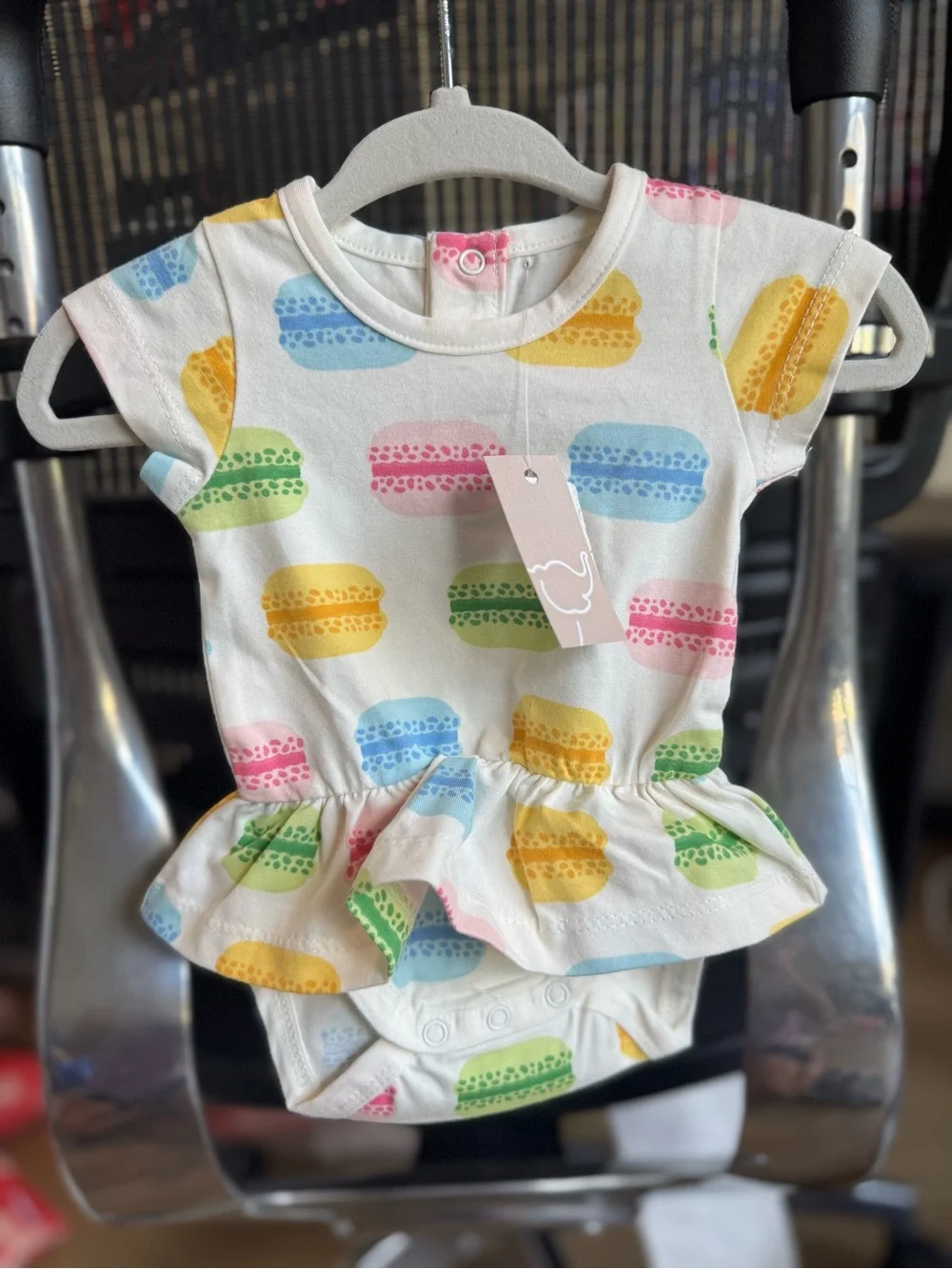 Baby Peplum Bodysuit in Multicolor Macaron Print